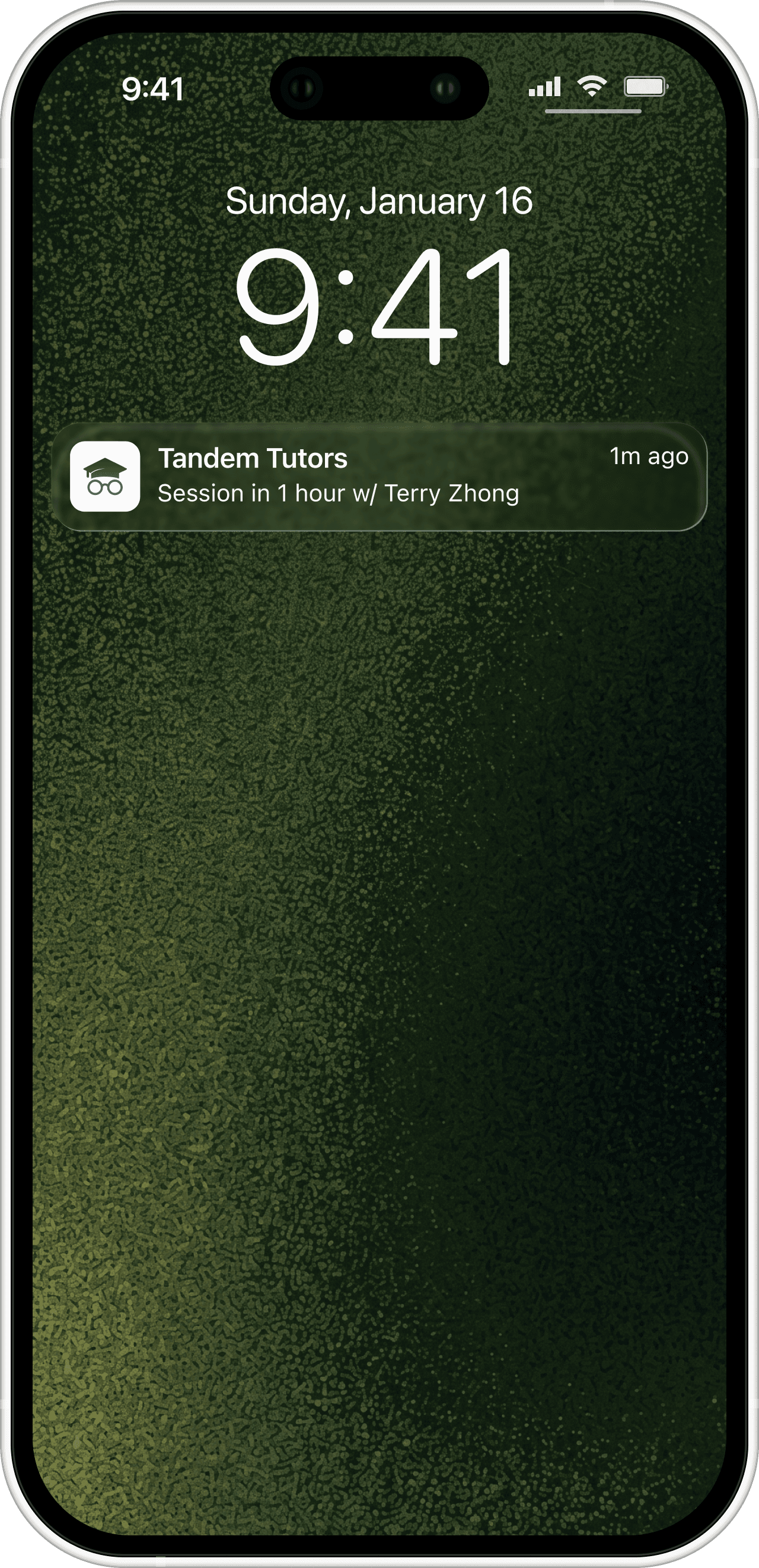Tandem Tutors session reminder on a phone